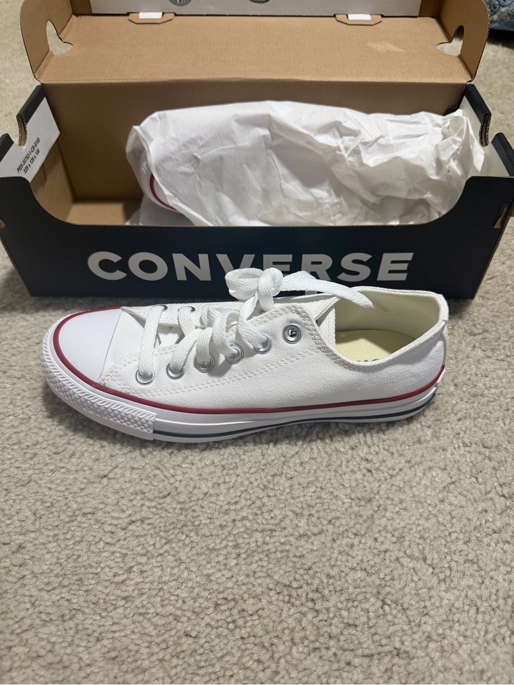 Converse White Sneakers with Red Stripe All Star New size 6.5 womens - 4.5 men’s